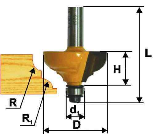 Фреза кромочная калевочная ф28,6х13мм R4,0мм хв. 8мм / ЭНКОР (аналог 46262)