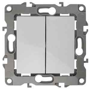 Выключатель двойной, 10АХ-250В, Эра12, белый 12-1104-01