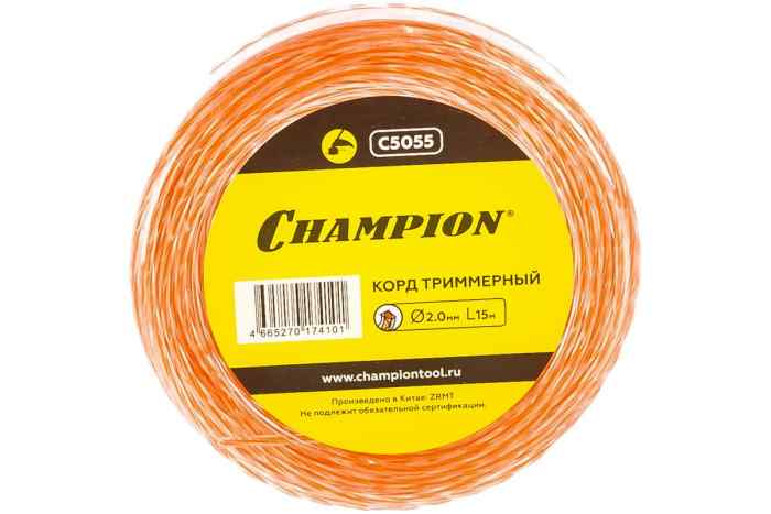 Леска триммерная CHAMPION 2,0мм х 15м Square Twist DUO, витой квадрат 