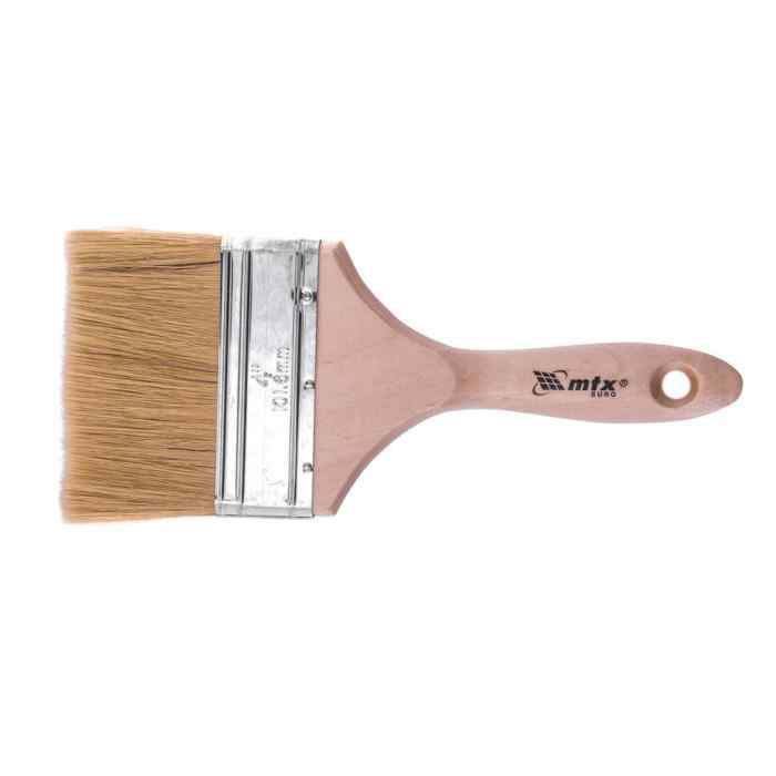 Кисть плоская "Евро" 4 ,натуральная щетина,деревяная .ручка MATRIX