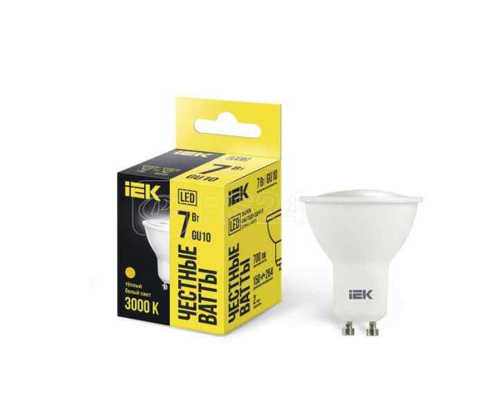Лампа светодиодная GU10 7W 230V 3000К PAR16 софит "IEK" 