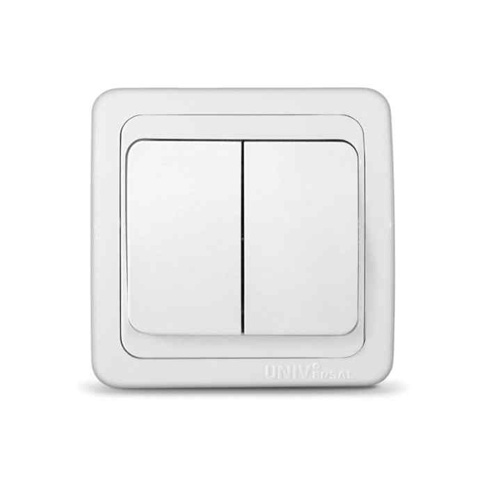 Выключатель 2кл."Валери" белый с/у 10А 220В B0023