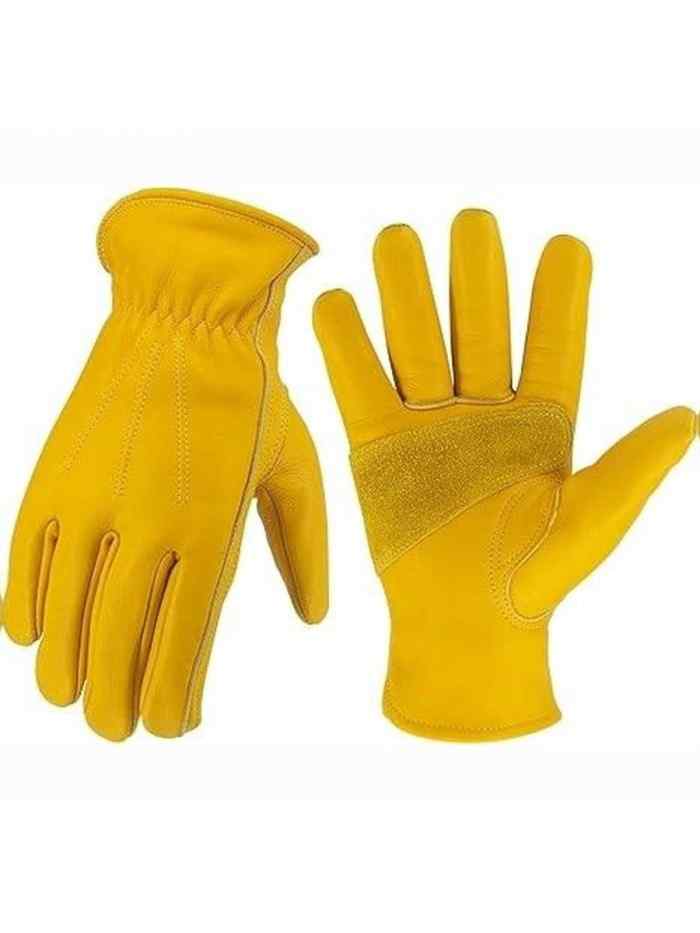 Перчатки из кожи КРС желтого (золотого) цвета (2308)