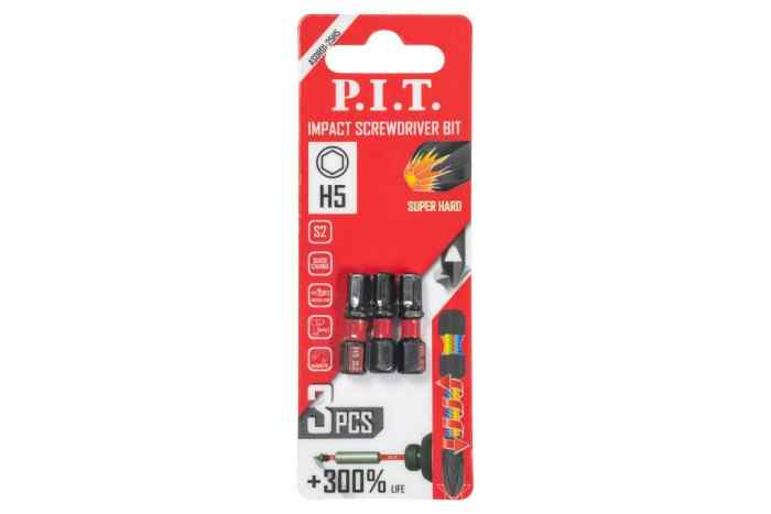 Бита ударная P.I.T. H5x25 мм 3 шт в уп.(ASDR01-25H5)
