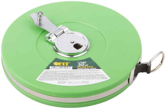 Рулетка фиберглассовая лента, зелёная 30 м FIT