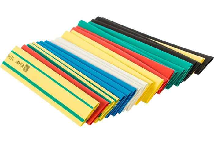 Трубка термоусадочная ТУТнг 4/2, 6/3, 8/4, 10/5, 12/6 набор 100мм  (7 цветов по 5 шт.) EKF 