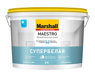 Краска Белый потолок люкс 4,5л супербелая MAESTRO Marshall
