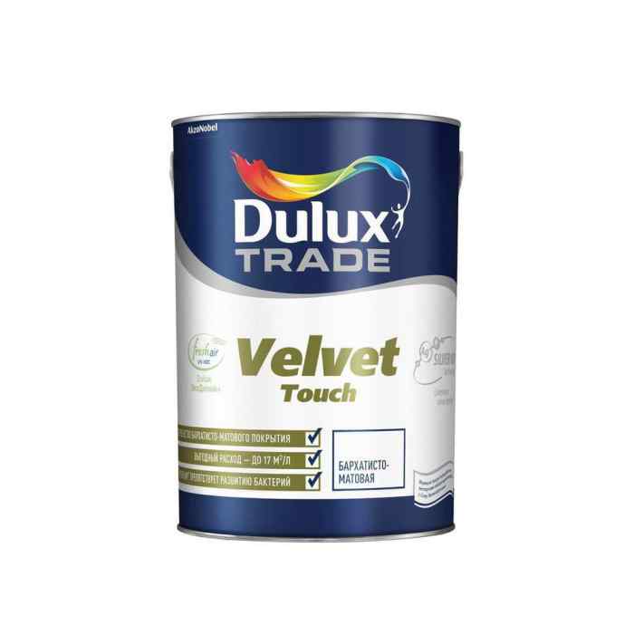 Краска для стен и потолков DULUX TRADE 0,9л Velvet Touch бархатисто-матовая уценка 