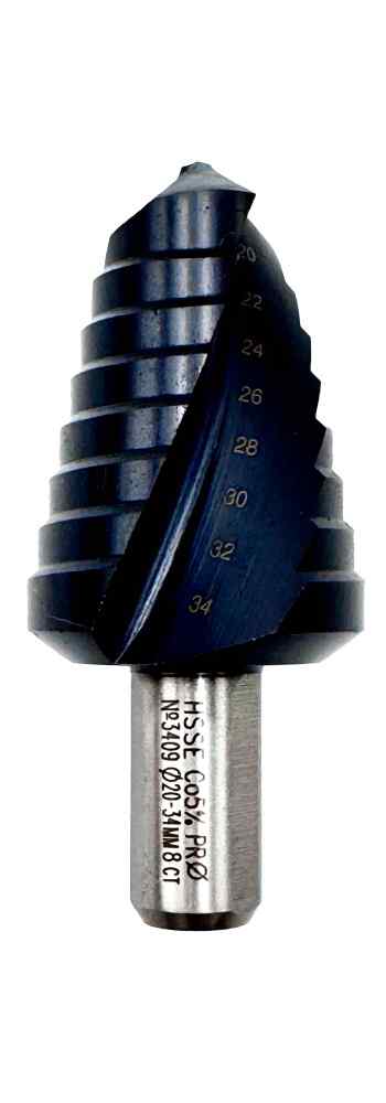 Сверло ступенчатое №3409 20-34/8 ступ, хв.13мм HSSE TiALN жаропрочные стали и нерж/ ПрофОснастка