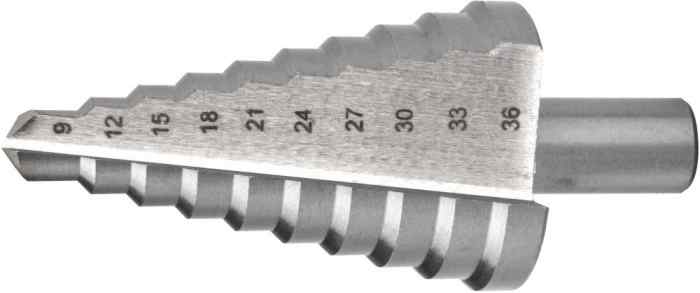 Сверло ступенчатое , 9 ступеней ( 9/13/15/18/21/24/27/33/36 мм.)/FIT