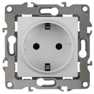 Розетка 2P+E Schuko, 16АХ-250В, Эра12, белый 12-2101-01