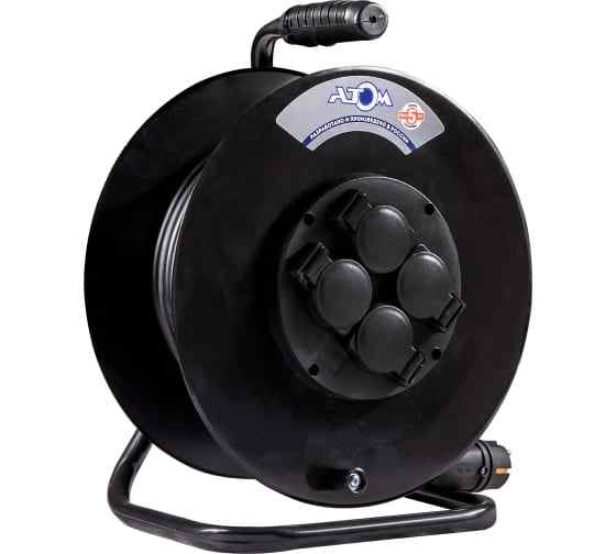 Удлинитель КГ 3х2,5 4гн 50м 16А, 4кВт на метал. катушке Атом