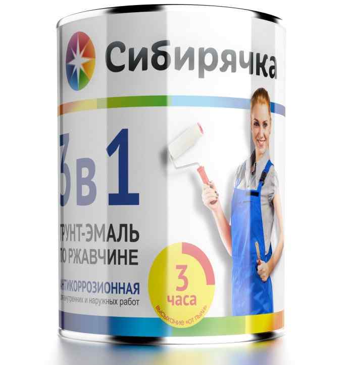 Грунт - эмаль по ржавчине 3 в 1 графитовая 1,8 кг. Сибирячка