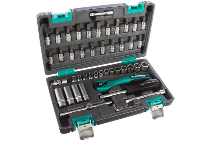 Набор инструмента 1/4", CrV, S2, усиленный кейс, 47шт STELS