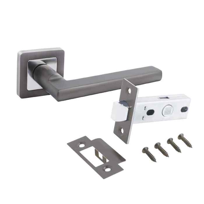 Комплект ручка и защелка АРТ "ВЕНСАН" MBN+L45-8 MBN, графит АЛЛЮР