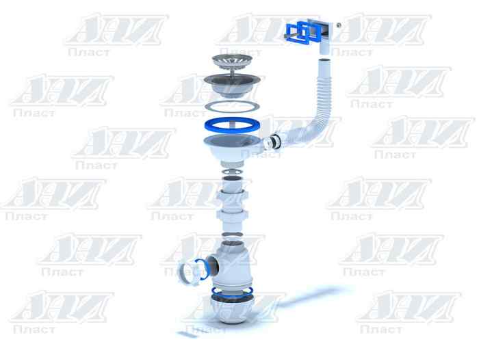 Сифон A 0145S Грот 3 1/2"х40 с перелив. д/кухни Ани Пласт