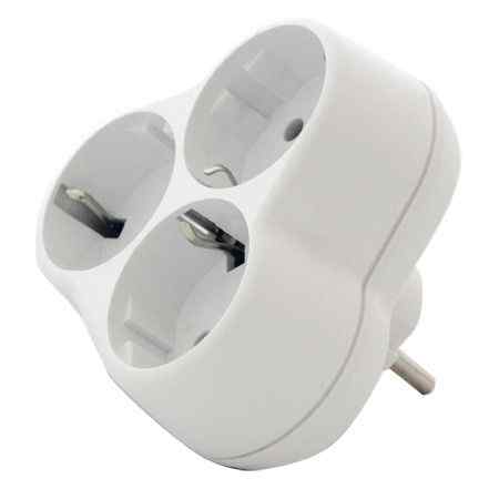 Разветвитель 3гн., с/з, круглый белый, 16А 250В АК303 Универсал