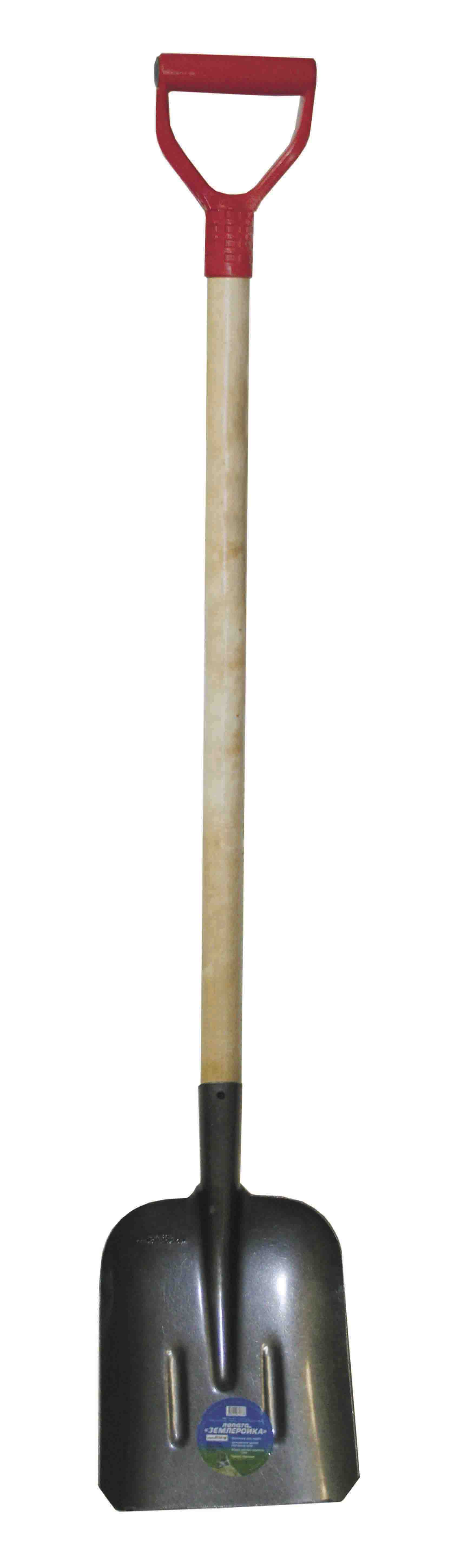 Лопата совковая "Землеройка"  рельс. сталь, дерев. черенок, с ручкой длина, 1260 мм, ширина 220 мм