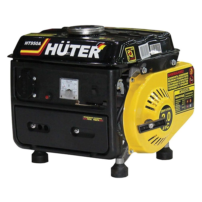 Генератор бензиновый Huter HT1000L 1 фазный, 1.0/1.1кВт, бак 4,8л, ручной пуск, вес 24 кг