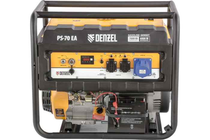 Генератор бензиновый Denzel PS-70EA (1 фазный, 7.0/6.0 кВт, 25л., 88 кг. 15,0лс, эл.стартер) 