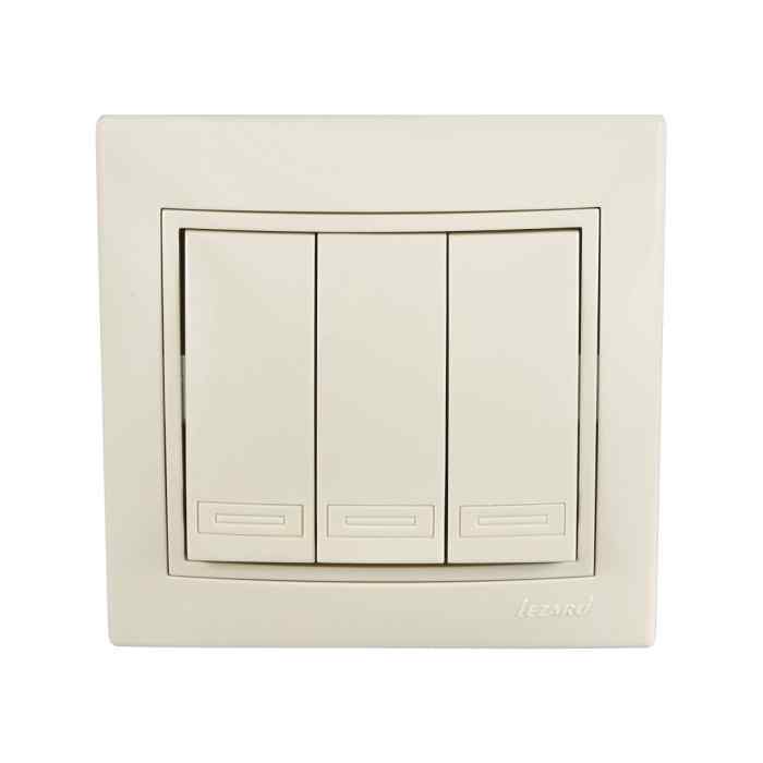 Выключатель 3-клавишный бежевый Mira "LEZARD"