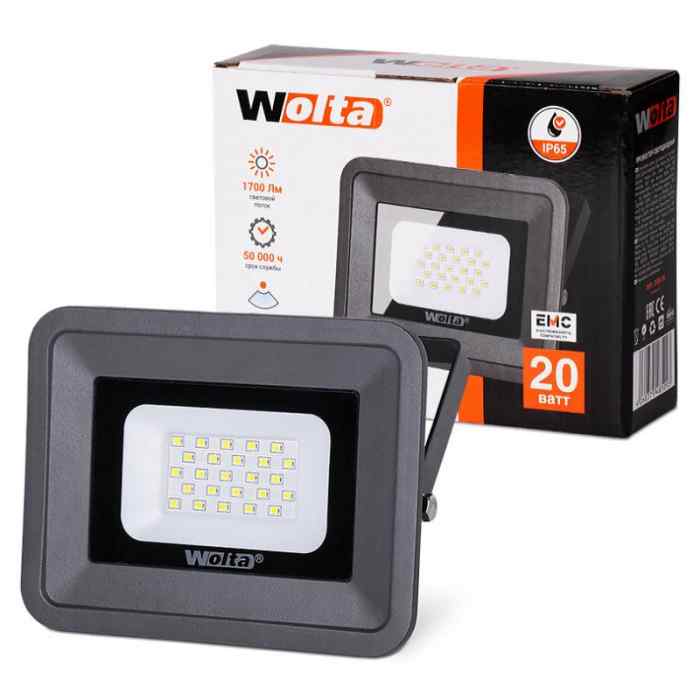 Прожектор светодиодный 20W 5500K IP65 WFL-20W/06 "WOLTA"