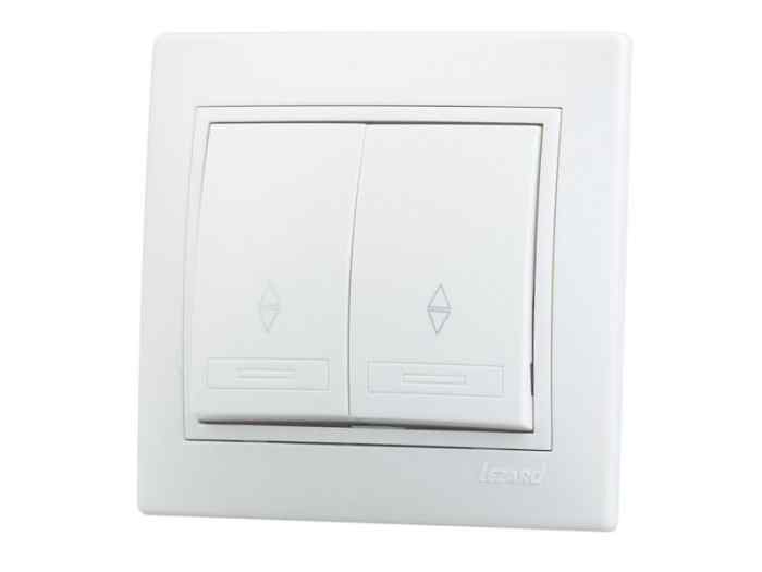 Выключатель 2-клавишный проходной белый Mira "LEZARD"