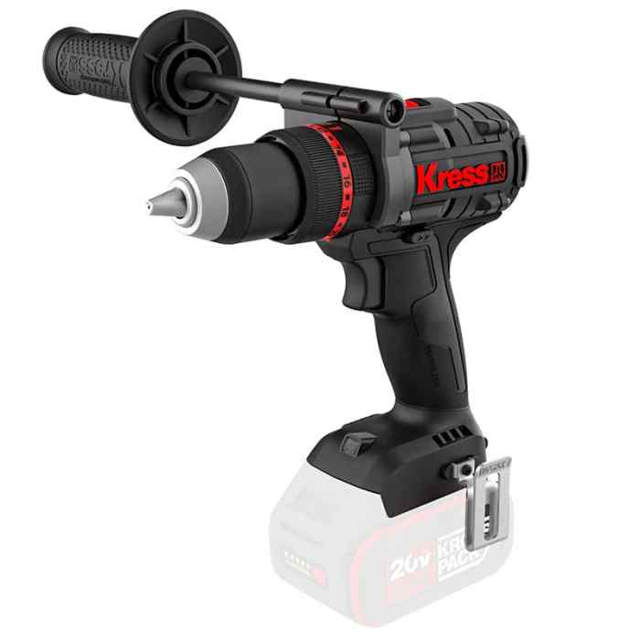 Дрель шуруповерт аккумуляторная ударная KRESS KUC35.9 (20В, б/щ, без АКБ и ЗУ, 150Нм БЗП13мм, 2 скор