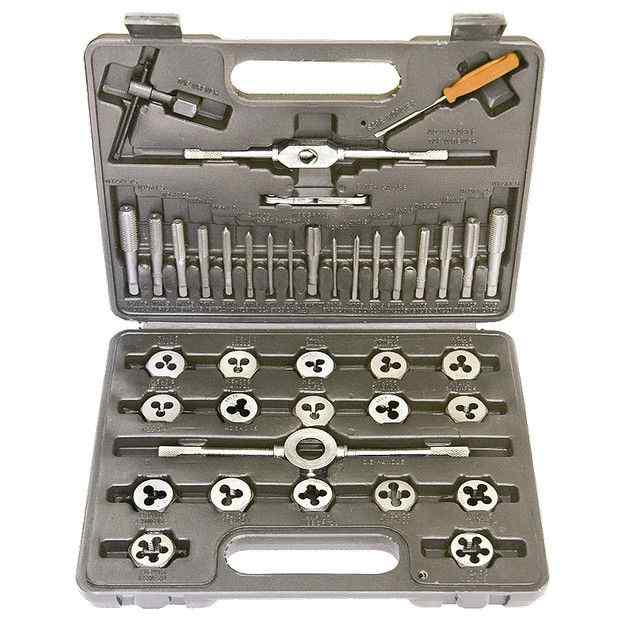 Набор метчиков и плашек М3-М12, плашко-метчикодержатель, 40 пр. в пласт. боксе/SPARTA