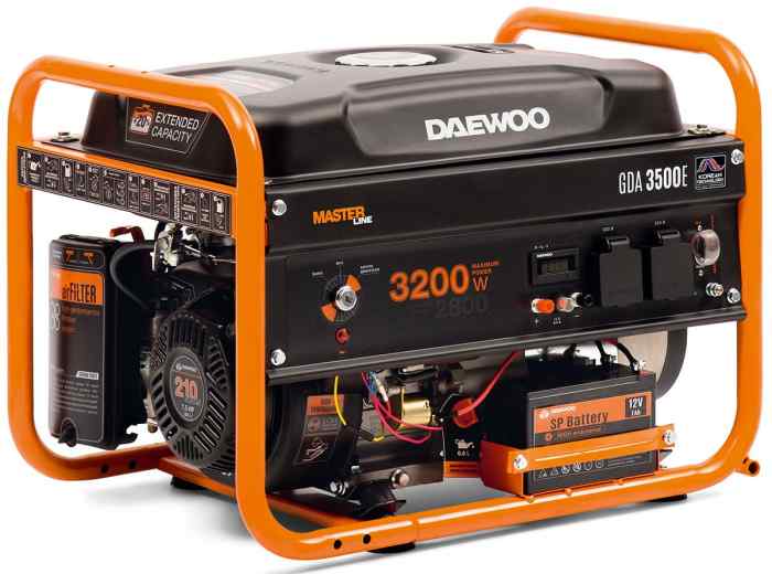 Генератор бензиновый DAEWOO GDA 3500E (1 фазный, 3.2/2.8 кВт, 18л., 37 кг. 7,5лс, эл.стартер) 
