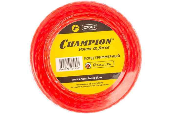 Леска триммерная CHAMPION Twisted Square 3.0мм* 25м (витой квадрат)