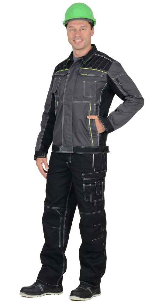 Куртка СИРИУС-ПРЕСТИЖ короткая, темно-серая с лимонным кантом