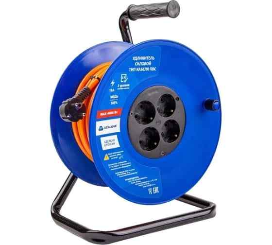 Удлинитель ПВС 3х2,5 4гн 30м 16А, 4 кВт на катушке Атлант