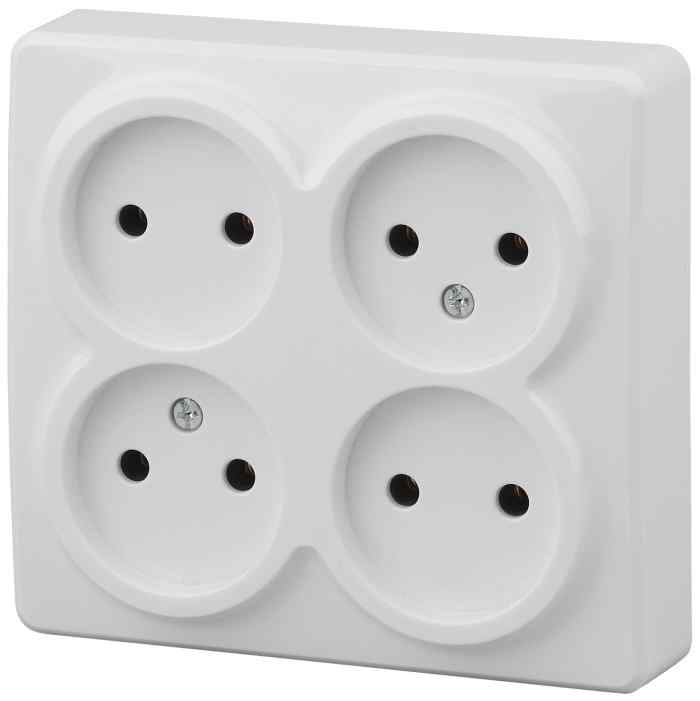 Розетка 4х2P, 16АХ-250В, ОУ, Эксперт, белый 11-2210-01 ЭРА 