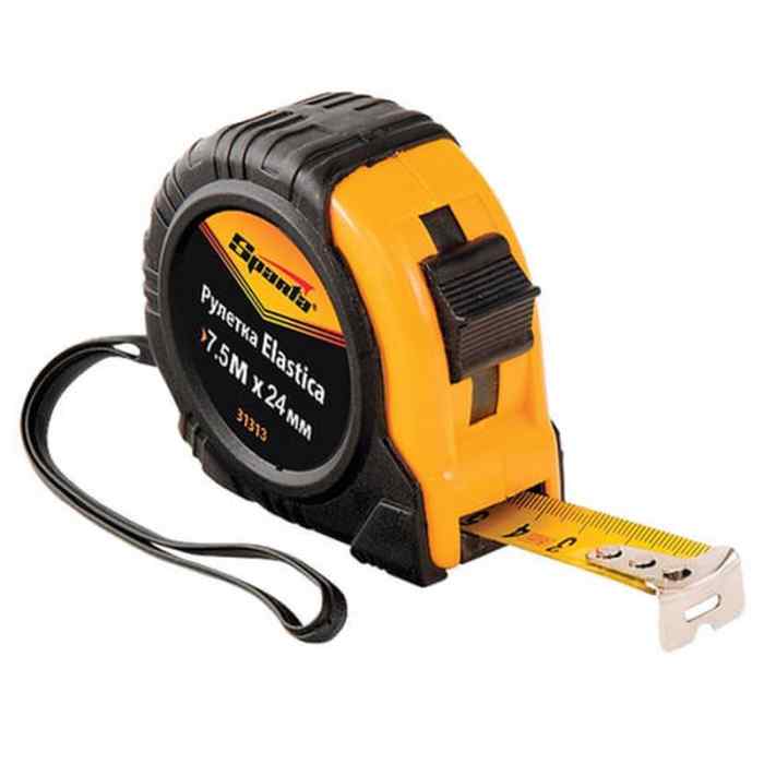 Рулетка 7,5м*24мм обрезиненный корпус Elastica Sparta