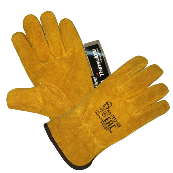 Перчатки "РосМарка" желтые цельноспилковые (2103), утеплитель Thinsulate