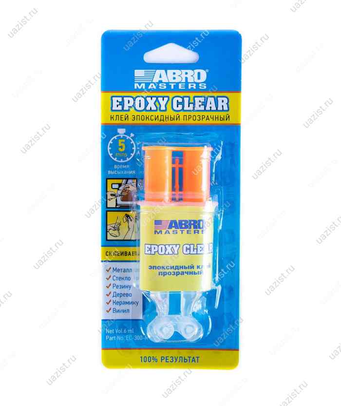 Клей эпоксидный прозрачный в шприце 6 мл ABRO EC-300-R