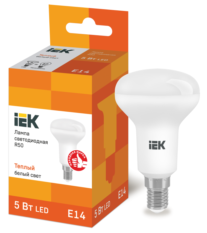 Лампа 5W 230V E14 3000К R50 светодиодная рефлекторная "IEK " 