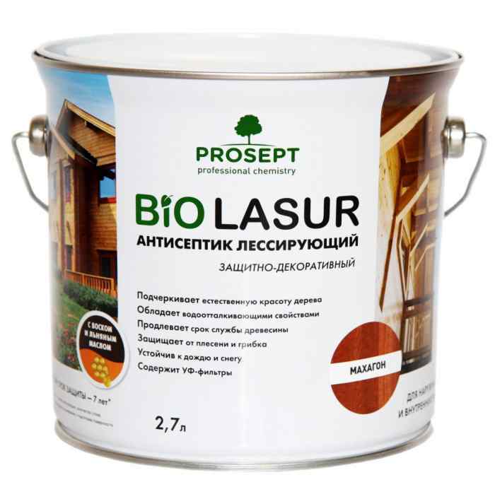 Антисептик лессирующий защитно-декоративный; Тик 2,7л PROSEPT BIO LASUR (4)