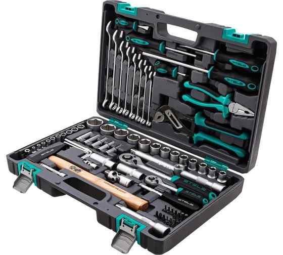 Набор инструментов, 1/2", 1/4",  CrV, пластиковый кейс  76 предм./STELS