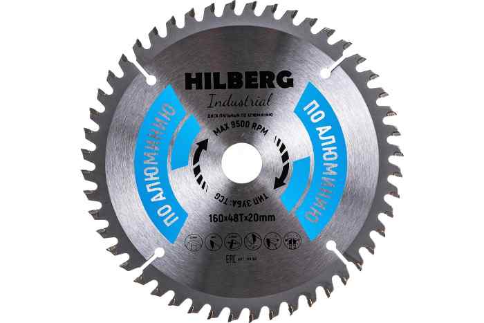 Диск пильный HILBERG 160×48T-20 Industrial Алюминий