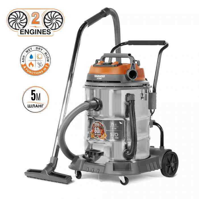 Пылесос строительный DAVC 6030S ( 3200Вт, бак нерж 60л, 300 мбар) / DAEWOO