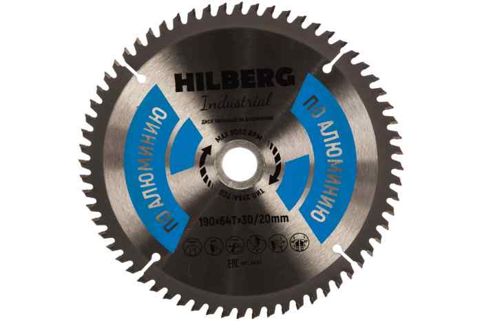 Диск пильный HILBERG 190×64T-30/20 Industrial Алюминий