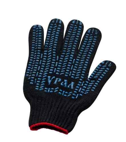 Перчатки х/б 5 нитей черные, ПВХ ПРОТЕКТОР 7,5 класс