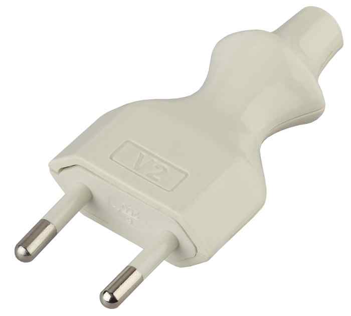 Вилка б/з 6A прямой ввод белая V2  ЭРА  