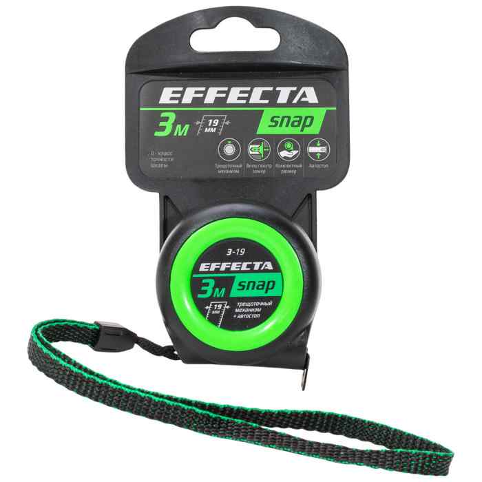 Рулетка EFFECTA SNAP, автостоп,   3 м  /  19 мм