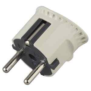 Вилка плоская c/з 16A прямой ввод белая V5  ЭРА 