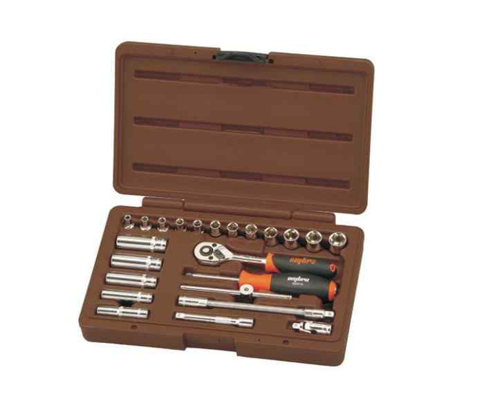 Набор торцевых головок 1/4"DR 4-13 мм, 23 пр./OMBRA