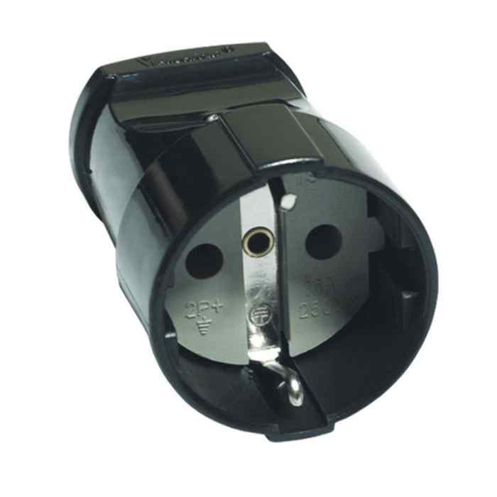 Розетка штепсельная с/з черная, 16А, 250В, ПВХ-облив ОА1020 Универсал