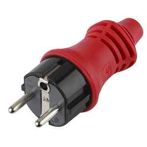 Вилка IP44 каучук c/з 16A красная V8(R)  ЭРА 